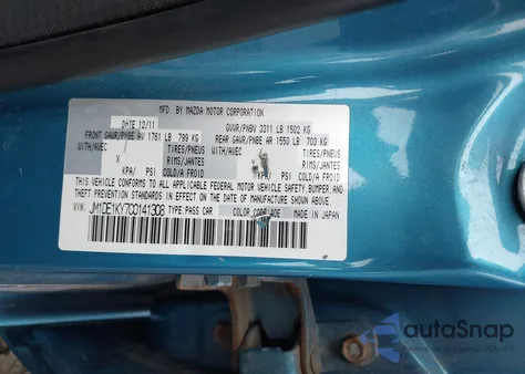 2012 Mazda Mazda2 Sport z USA, uszkodzony, nr VIN JM1DE1KY7C0141308